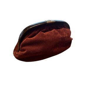 vintage 50's RUTH SALTZ  Burgundy leather bakelite lucite frame clutch bag